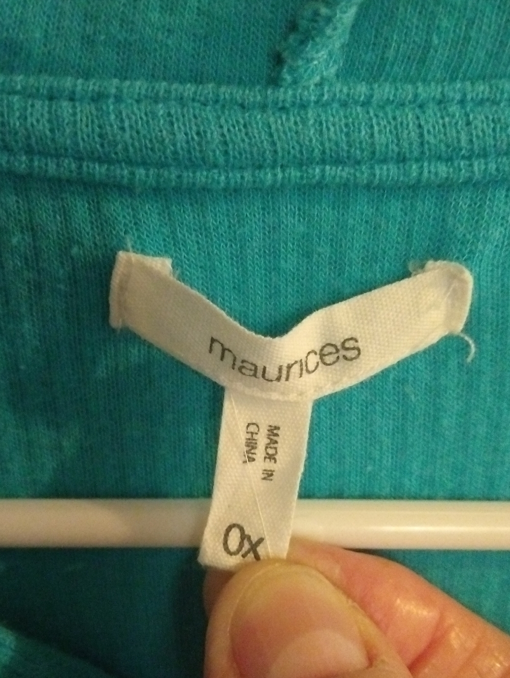 2Maurices Teal And Pink Knit Hooded Pullover - Picture 2 of 7